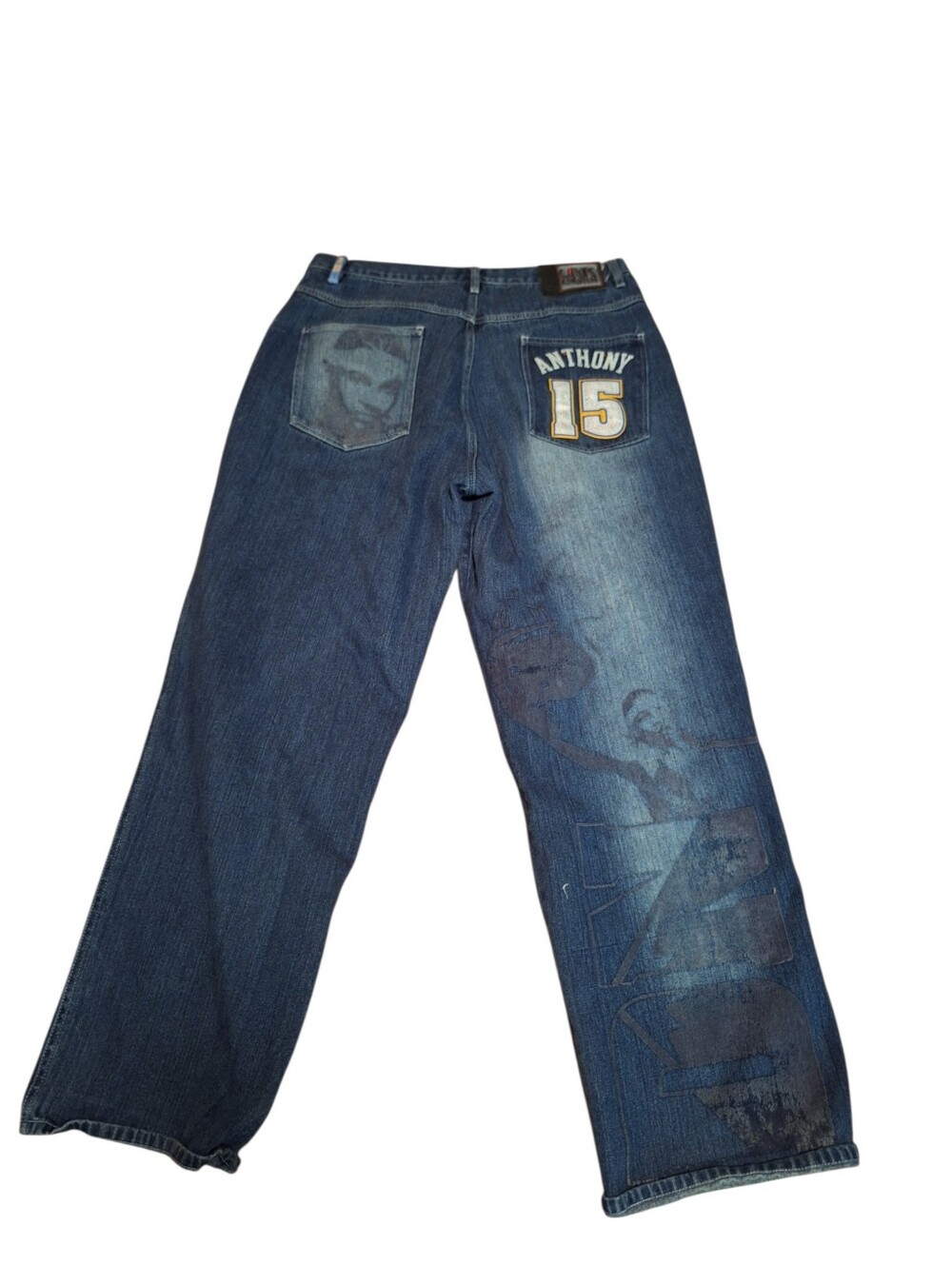 UNK DENIM NBA DENVER ANTHONY #15 BLUE JEANS BAGGY WIDE LEG Men's 36 x 32